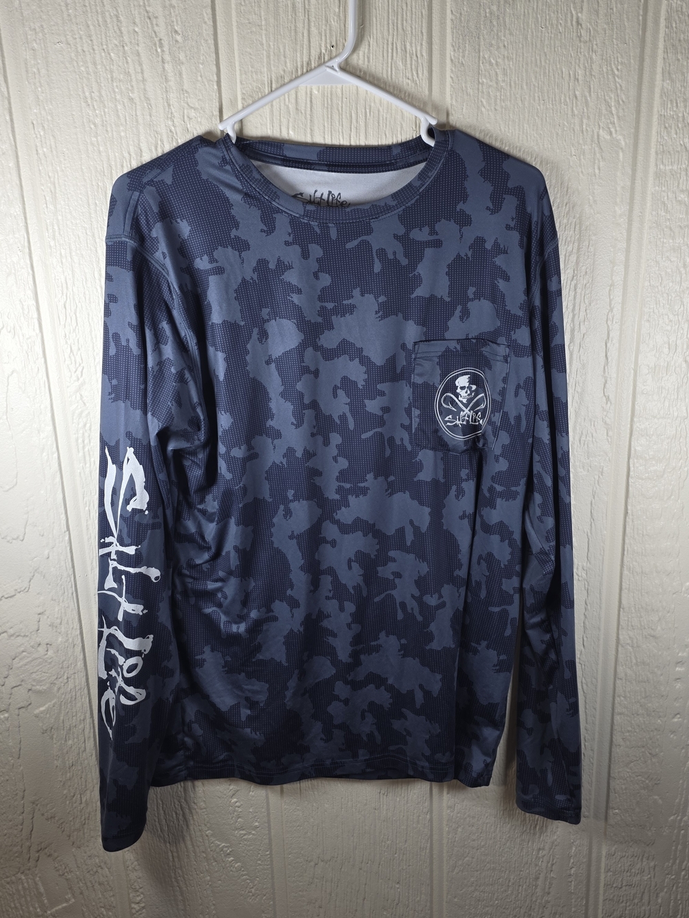 Salt Life Men's Long Sleeve Performance Tee - Navy Blue, Size Medium